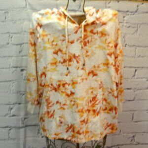 Kerenhart Orange, Beige, Peach & Gold Print Hoodie w/Front Pocket, NWT